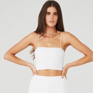 ALO Yoga White Ribbed Bandeau